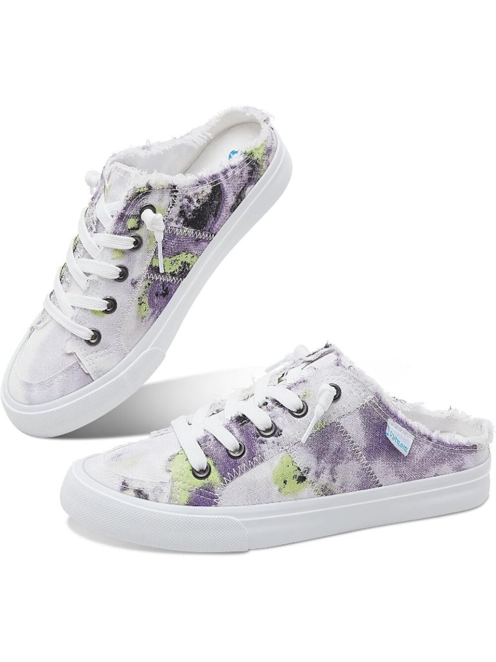 🆕Women Purple White Canvas Mules Memory Foam Clipper Sneaker Casual Comfortable